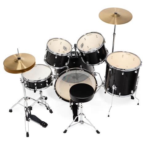 Adult 5 Piece Drum Set With Remo Heads And Brass Cymbals