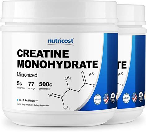 Nutricost Creatine Monohydrate 500 Grams Blue Raspberry 2 Pack