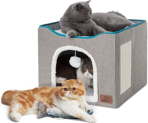 Bedsure Cat Bed For Indoor Cats With Electric Floppy Fish