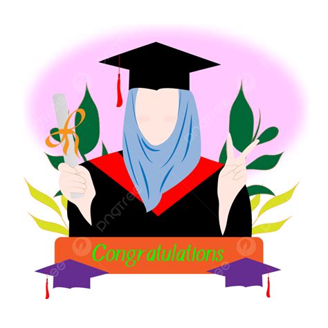 Gambar Desain Gadis Muslim Kelulusan Yang Bahagia Muslim Lulus Islam