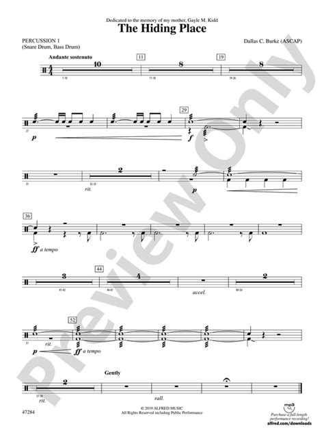 The Hiding Place 1st Percussion 1st Percussion Part Digital Sheet