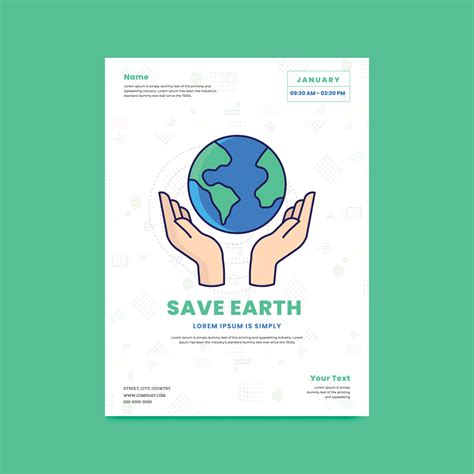 Save Earth Poster Design Global Care Earth Day Vector Illustration