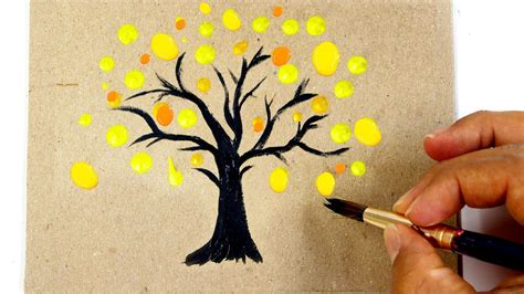 Yellow Tree Acrylic Painting For Beginners How To Paint A Simple