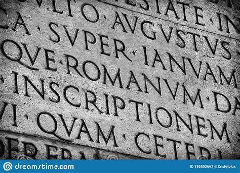 Latin Ancient Script Bw Stock Image Image Of Culture 186902663