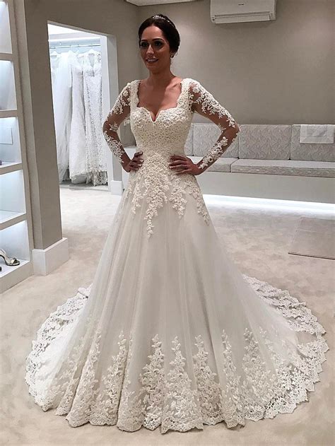Shop our collection of elegant wedding guest dresses online today! Elegant White Lace Long Sleeves Bridal Gown
