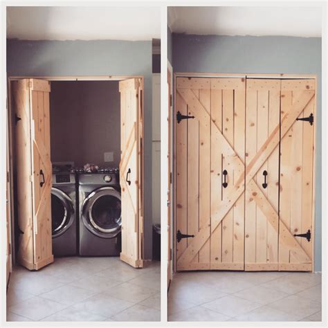 Custom Built Barn Door Style Bifold Laundry Doors Door Makeover Diy Closet Door Makeover