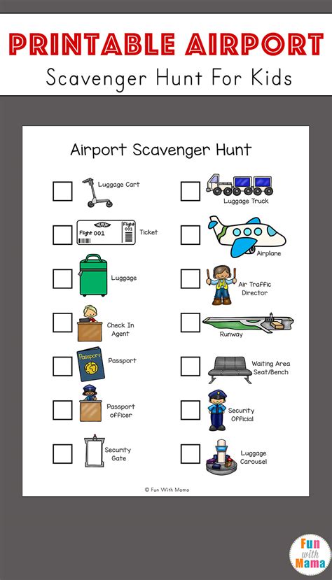 Airport Scavenger Hunt Printable