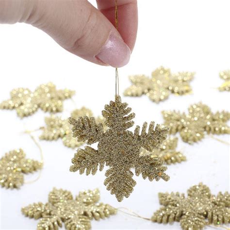 Gold Glitter Snowflake Ornaments Christmas Ornaments Christmas And