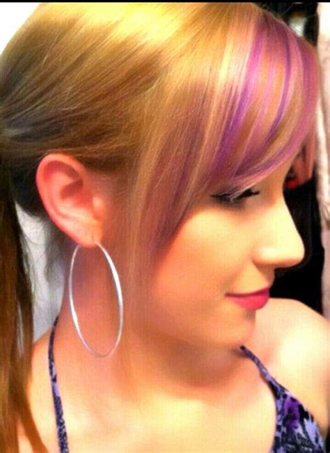 Purple Bangs Bangs Cool Hairstyles Make Up Hoop Earrings Purple