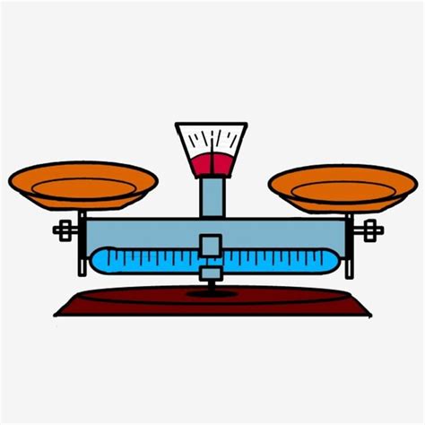 A Drawing Of A Scale With Two Orange Plates On Top And One Red Plate On