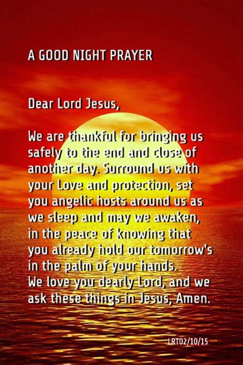 A Good Night Prayer Dear Lord Jesus We Are Thankful For Bringing Us