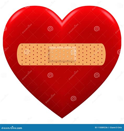 3d Red Heart With Plaster Stock Vector Illustration Of Bandage 115089236