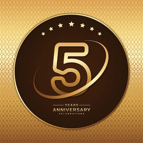 Logotipo Del Quinto Aniversario Con Un Número Dorado Y Un Anillo