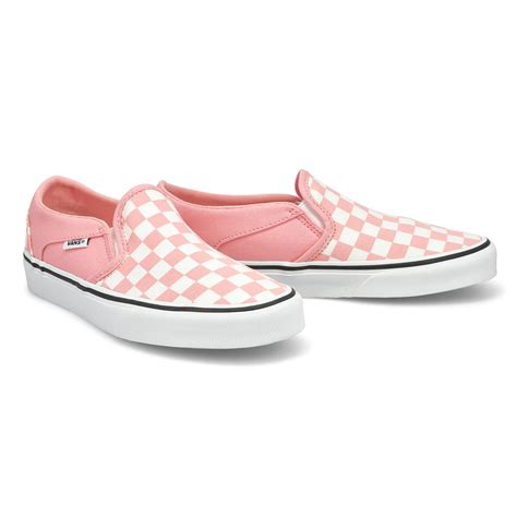 Vans Women S Asher Sneaker Checkered Pink W SoftMoc Com