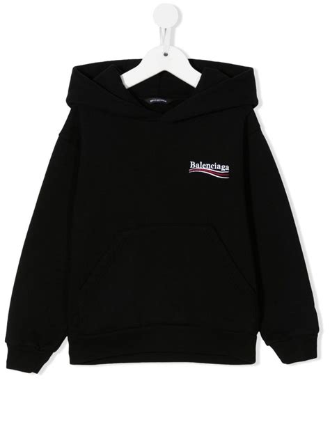 Balenciaga Kids Political Campaign logo-print hoodie black | MODES