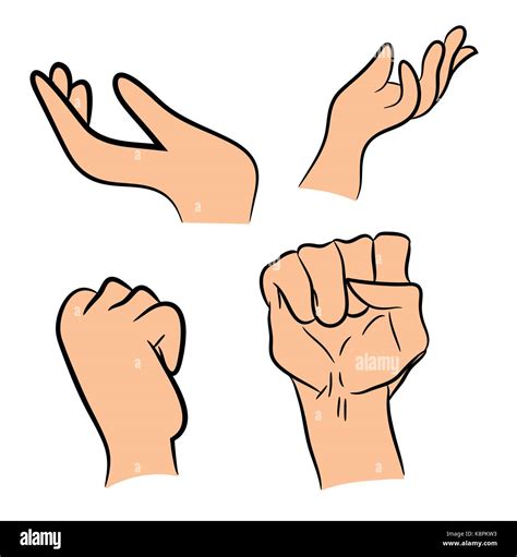 image of cartoon human hand gesture set vector illustration isolated on white background stock