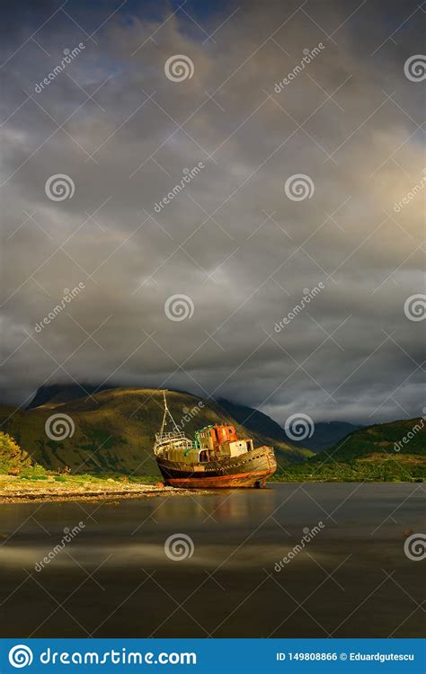 Highlands Of Scotland Landscape Abandoned Fisherman Boat