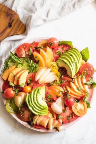 Heirloom Tomato Salad With Peaches And Avocado Abras Kitchen