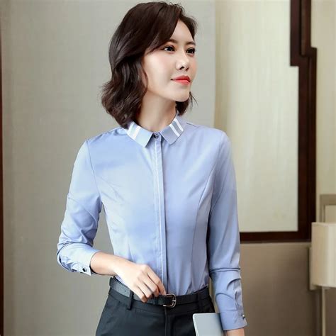 long sleeve fashion uniform designs office ladies blouses and shirts female blouse for women
