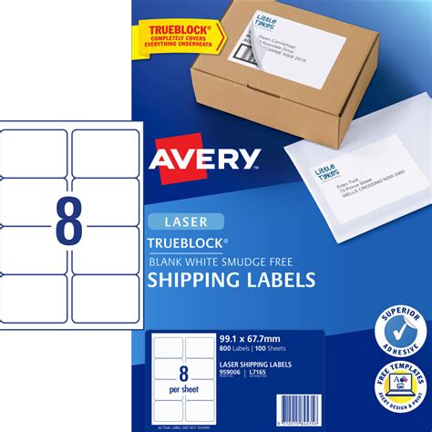 Avery L7165 Mailing Labels Laser 8 Up 991x677mm Box Of 100