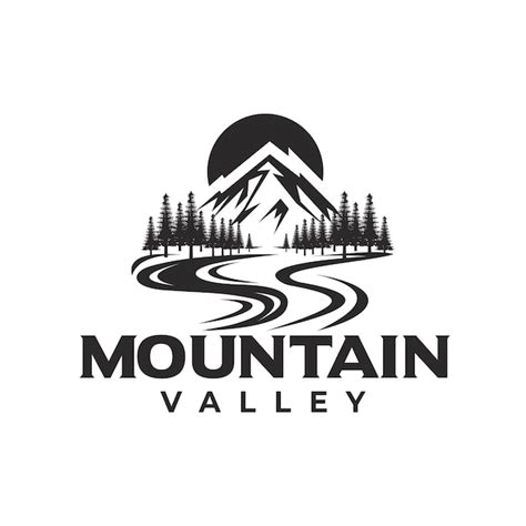 Premium Vector Simple Logo Design Mountain Peaks And Valleys Rivers