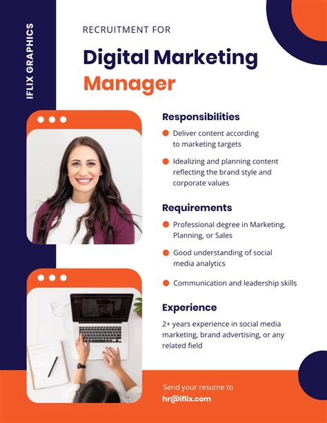 Digital Marketing Manager Job Advertisement Template Visme