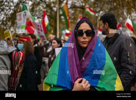 Iranian Protestors In London Demanding The Uk Government To Take A More Proactive Action Against