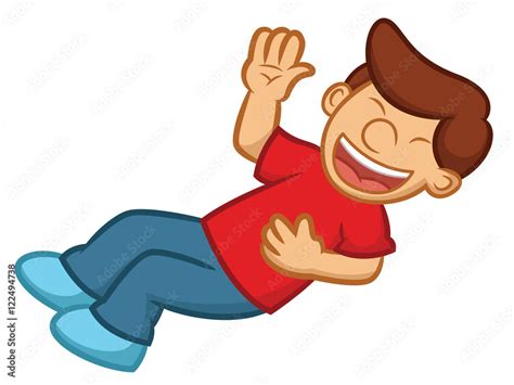 Boy Rolling On The Floor Laughing Cartoon Illustration Stock Vector