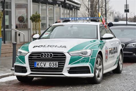 Police Audi A6 Car Parked In Old Town Of Vilnius Editorial Stock Photo