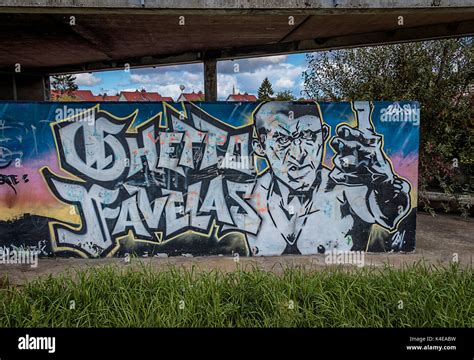 Ghetto Favelas Graffiti Art On A Wall In Gonfreville Lorcher France