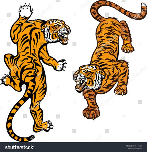 Tiger Jump Tattoo Stock Vector Royalty Free 1185416251 Shutterstock