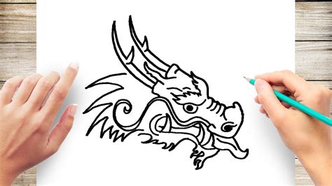 Simple Chinese Dragon Head Drawing Easy Easy Drawing Ideas The Best