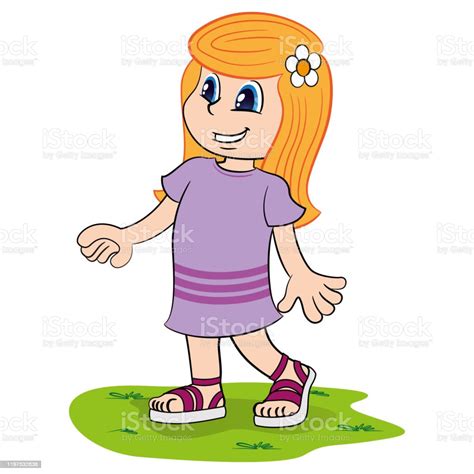 Illustration Depicting A Straight Long Haired Blonde Girl Ideal For