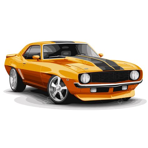 Camaro Clipart An Orange Muscle Car Sitting On A White Background