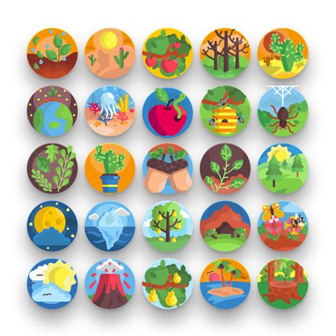 Nature Icons Trees Illustrations