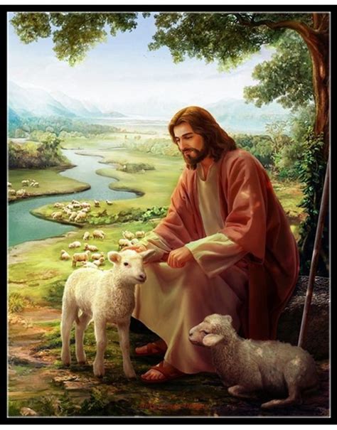 Jesus Christ With Lamb Counted Cross Stitch Patternskits Color