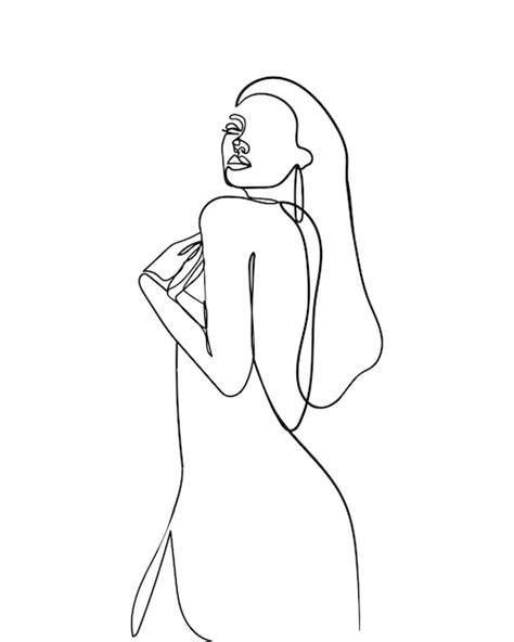 dibujo de línea continua de la ilustración del cuerpo de la mujer vector premium