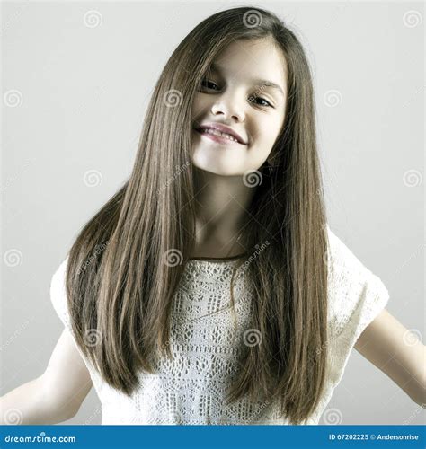Portrait Of A Charming Brunette Little Girl Stock Image Image Of Cute