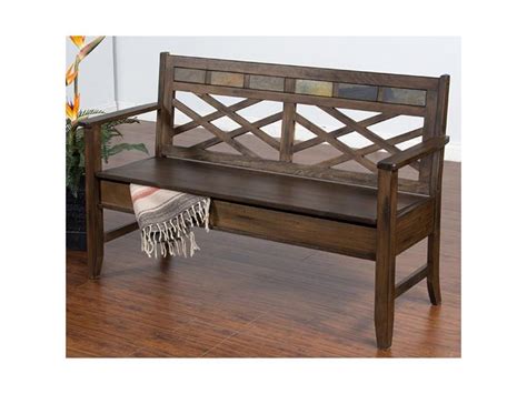 Dark Brown Stained Wood Kitchen Bench With Arm And Back Also Storage