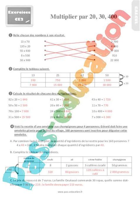 Multiplier Par Au Ce Exercices Pdf Imprimer Par Pass