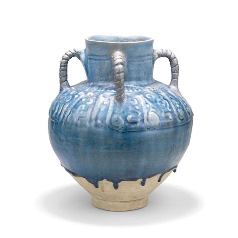 bonhams a kashan moulded monochrome pottery vase persia 12th century