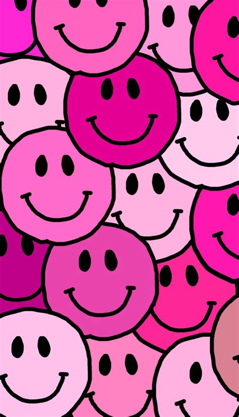 Trendy pink layered smiley face wallpaper in 2021 | Iphone wallpaper