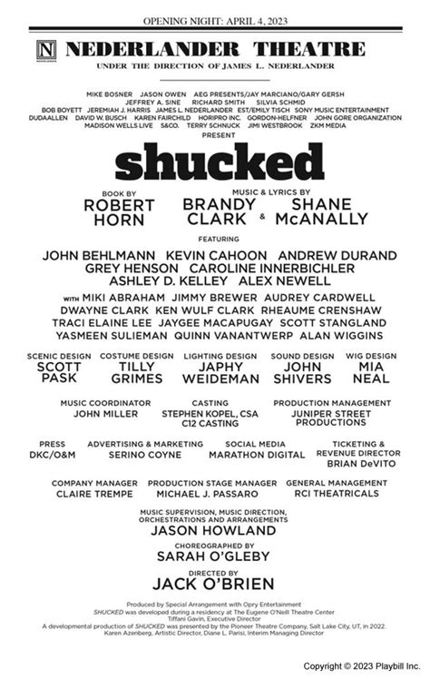 Shucked Broadway Nederlander Theatre Playbill