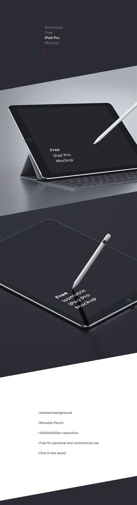 Download iPad Pro Free Mockup with Isolated Background for Photoshop - FreebiesUI