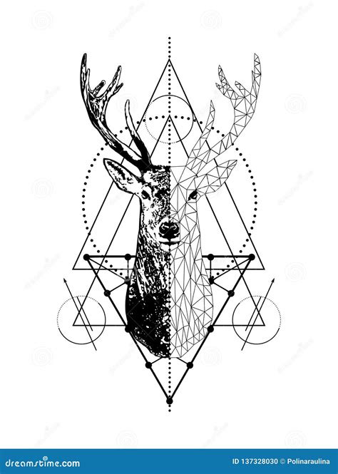 Geometric Deer Head Tattoo