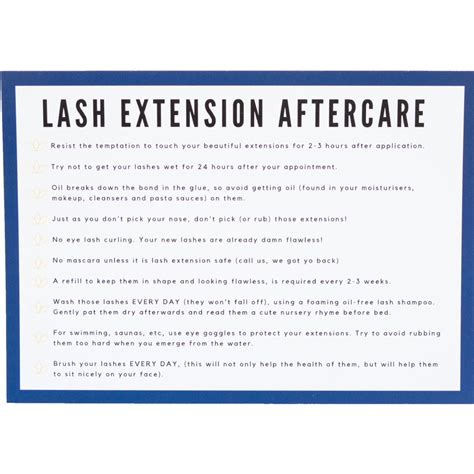 Lash extensions range in cost, depending on the most reputable salons suggest that extensions can last up to six weeks with proper care, but touchups are. Buy Hair Extensions: Hair Extension Aftercare Sheet