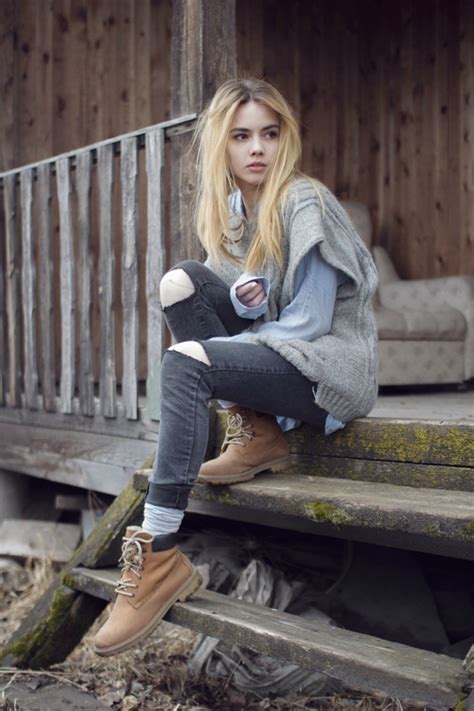 Women Blonde Jeans Villages Stairs Long Hair Hd Wallpapers Desktop And Mobile Images And Photos