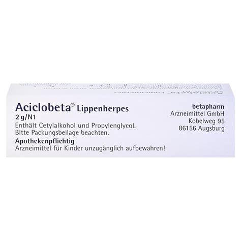 Aciclobeta Lippenherpes 2 Gramm N1 Kaufen Medpex
