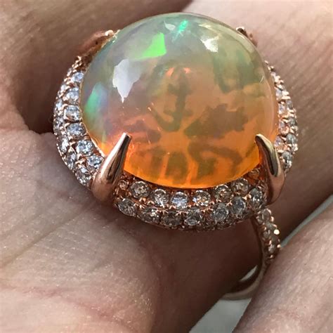 Ethiopian Opal And Diamond Engagement Ring Set In Rose Gold Ben Dannie