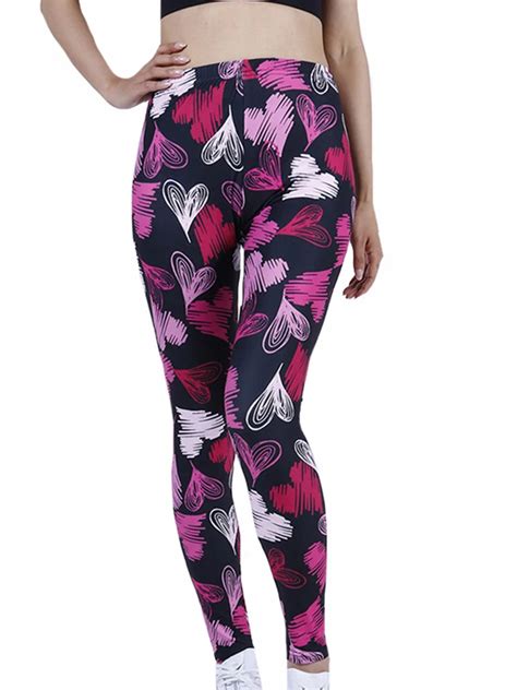 Chsdcsi Leggings Women Ladies Polyester Spandex Colorful Heart Print Elastic Sexy Womens Leggins